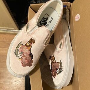 Vans Women's Light Pink Embroidered Slip-On Sneakers